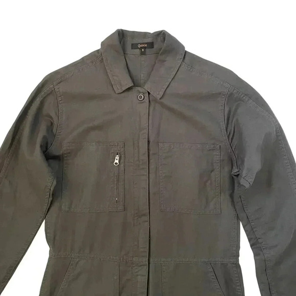 Quince Cotton Linen Twill Long Sleeve Coverall Jumpsuit - Charcoal Gray - Size S - Picture 5 of 7